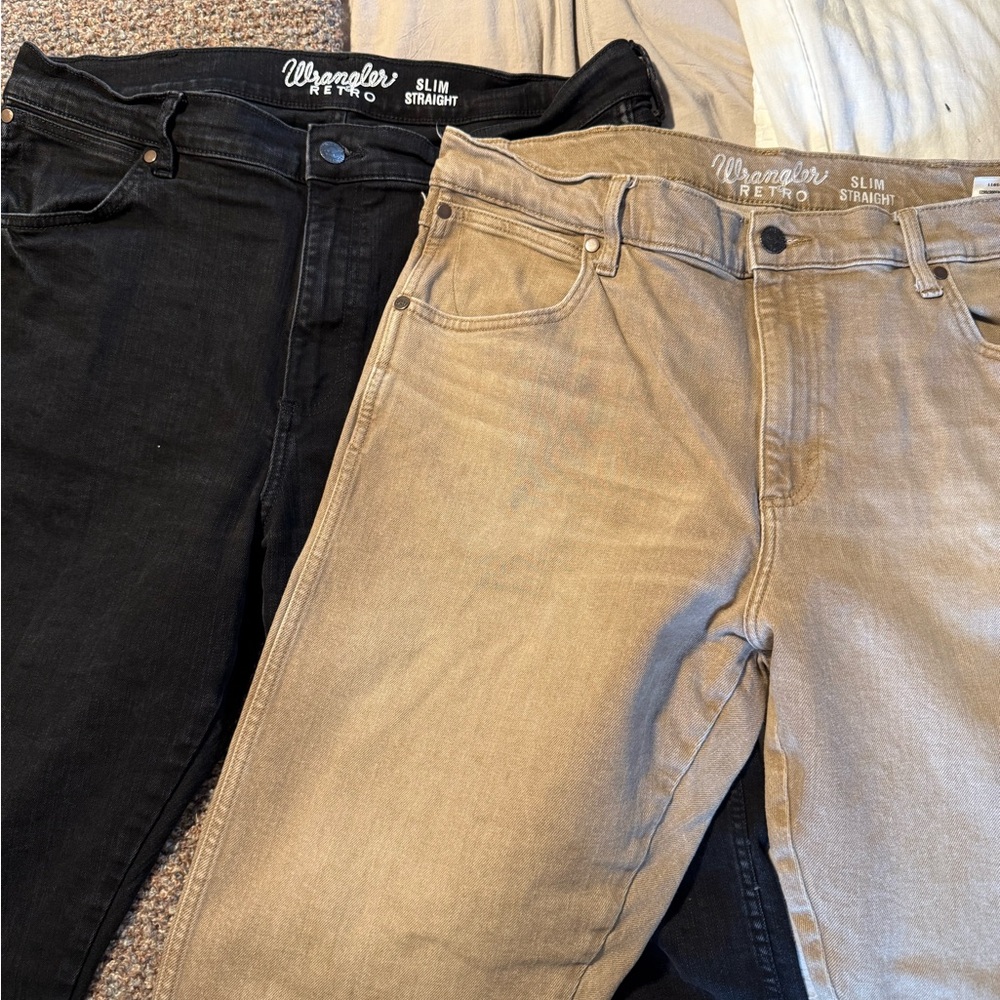 Wrangler Men's Slim Straight Jeans - Black and Brown